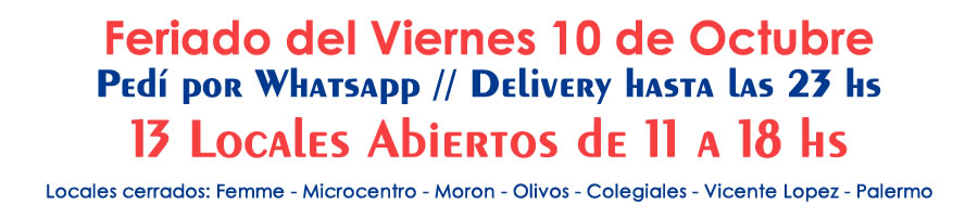 Feriado 10 de octubre - Sexshop Argentino 0810-444-6969